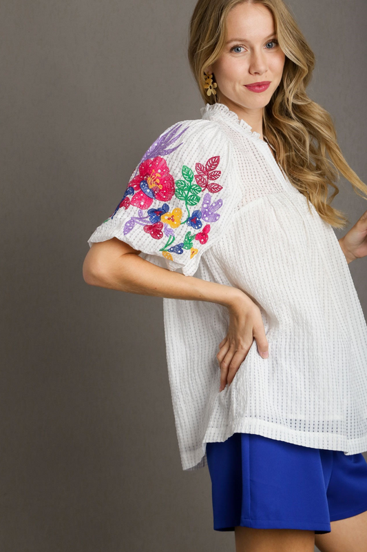 Embroidered Grace Sleeve Top