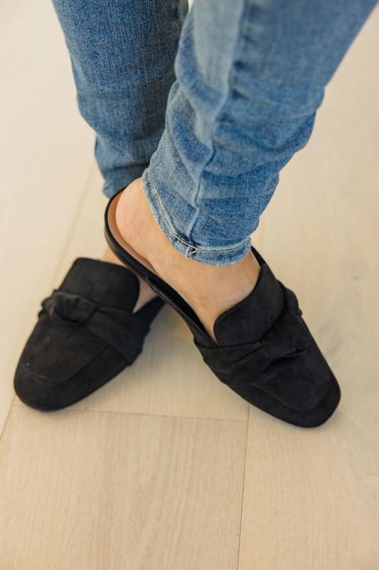 Corky's Black Faux Suede Clingy Mules