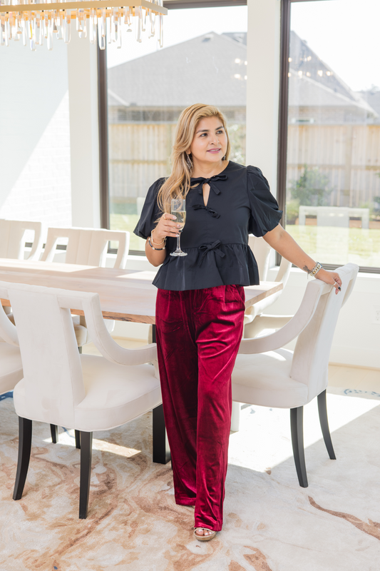 Sophia Velvet Wide-Leg Pants