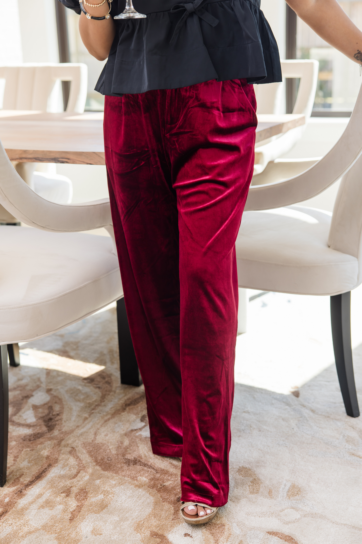 Sophia Velvet Wide-Leg Pants