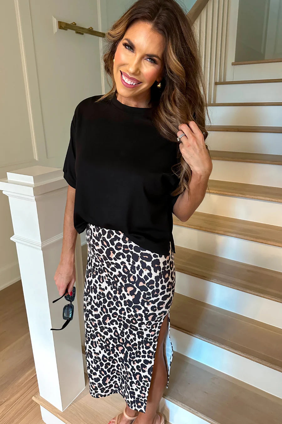 Leopard Printed Midi Skirt