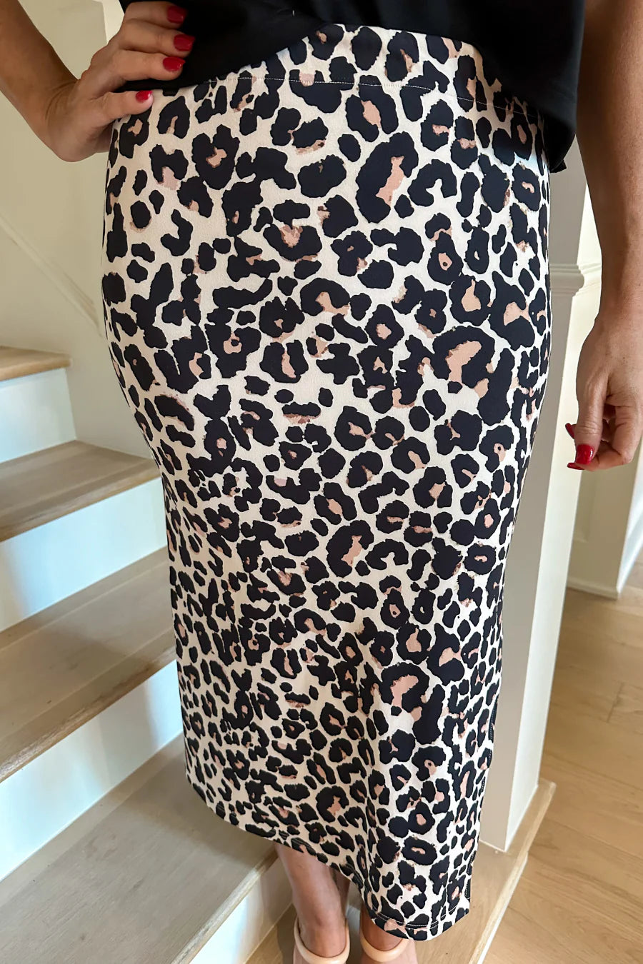 Leopard Printed Midi Skirt