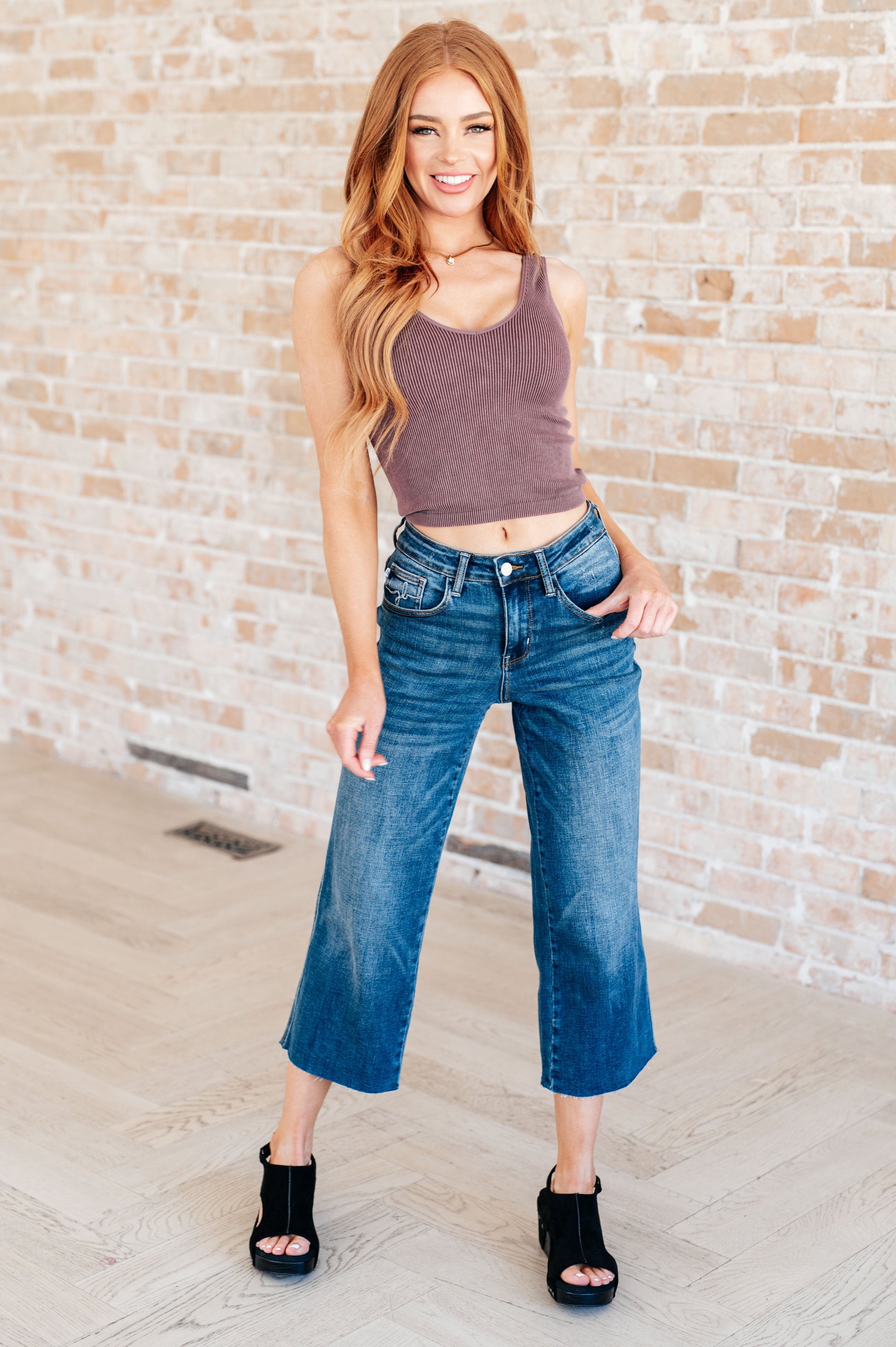 Hayes High Rise Wide Leg Crop Jeans - Simply Polished Boutique