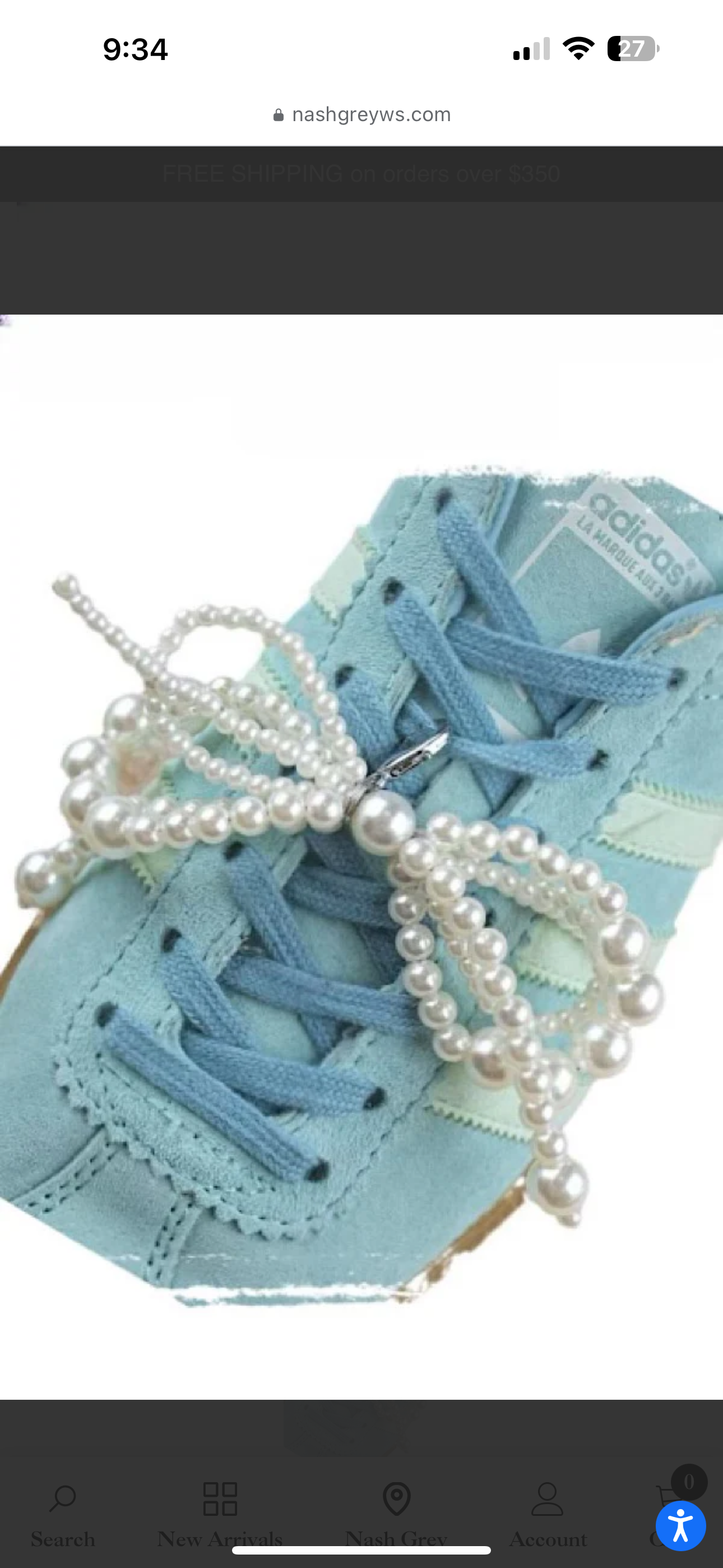 Pearl Bow Shoe Lace Charm (set of two)