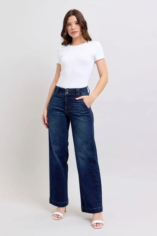 Judy Blue HW Wide Leg Trouser Jeans