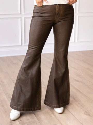 The Brandy Rustic Leather Bellbottoms (Pre Order)