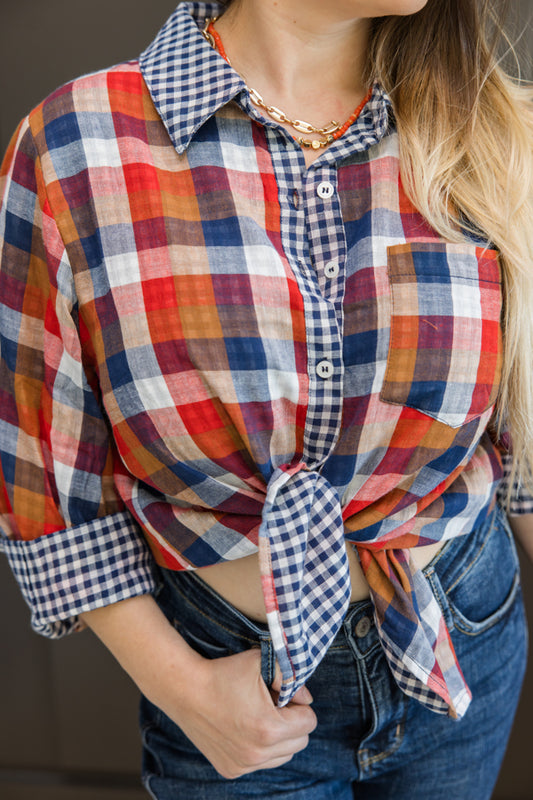 Plaid to Fall Button Up Top