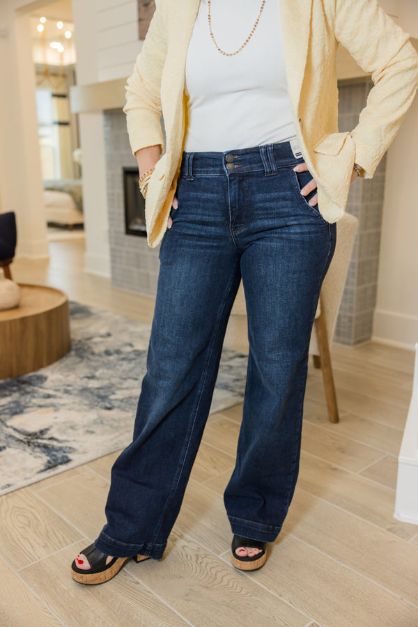 Judy Blue HW Wide Leg Trouser Jeans