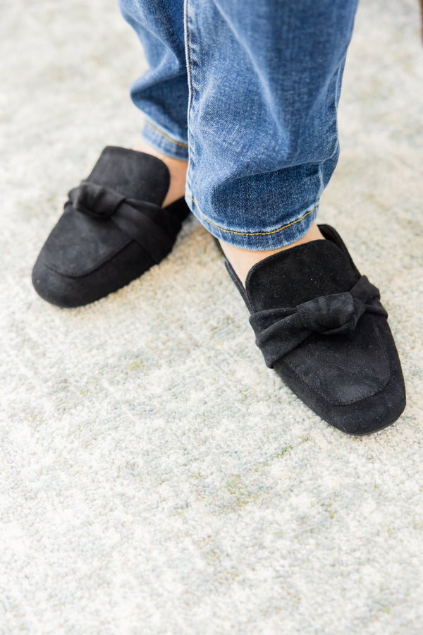 Corky's Black Faux Suede Clingy Mules